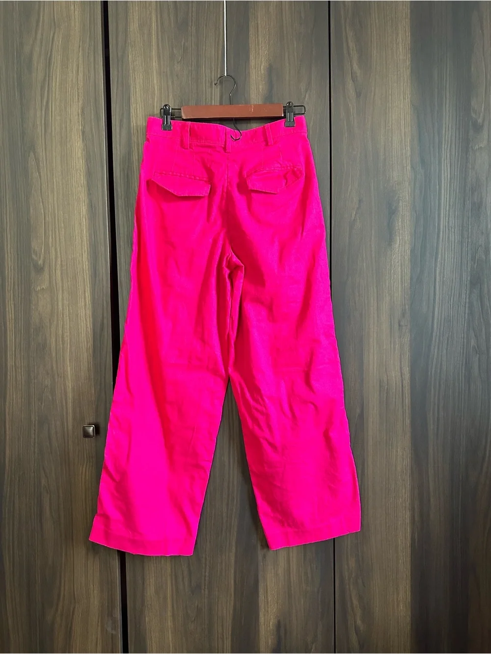 NWOT Banana Republic Hot Pink Wide-Leg Linen pleated trousers